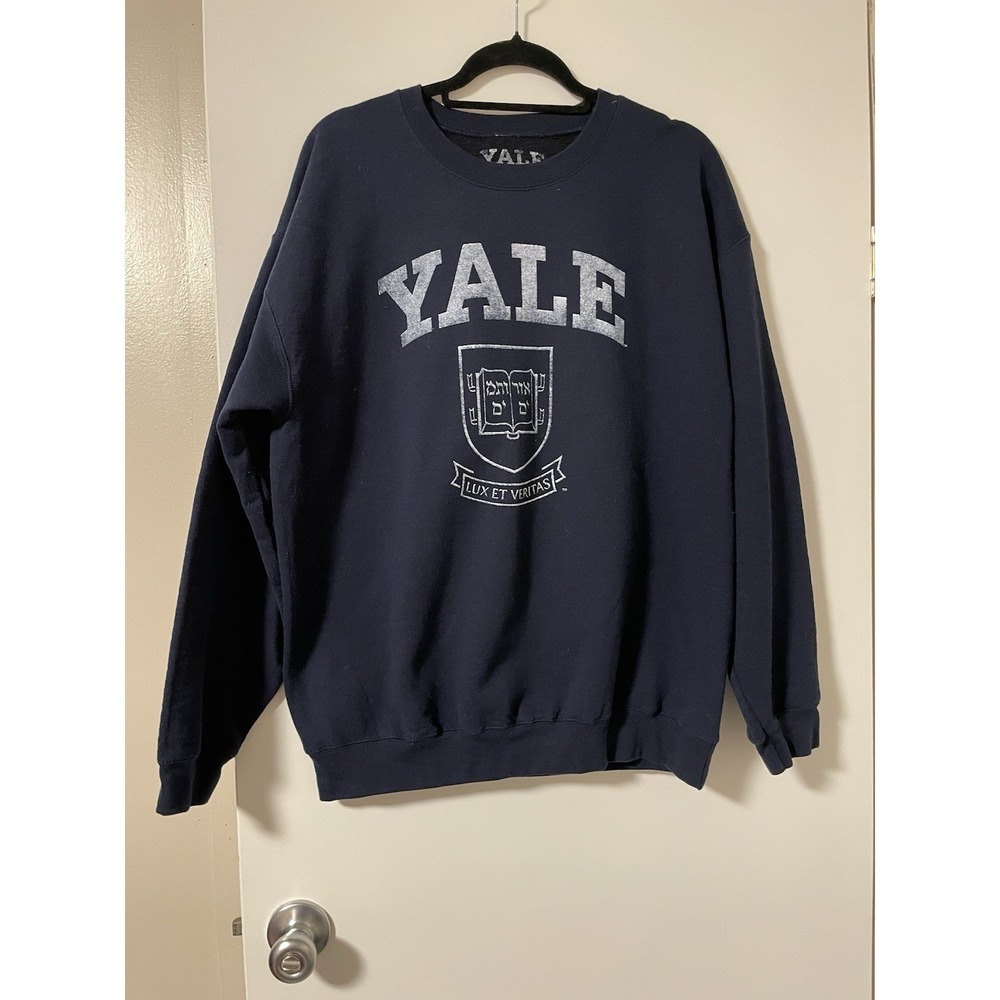 Vintage Yale University Lux Et Veritas Hebrew Crest College Sweatshirt Large